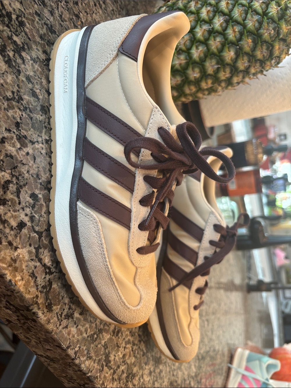 adidas Women's Retro Runner Sneakers in Cream and Brown